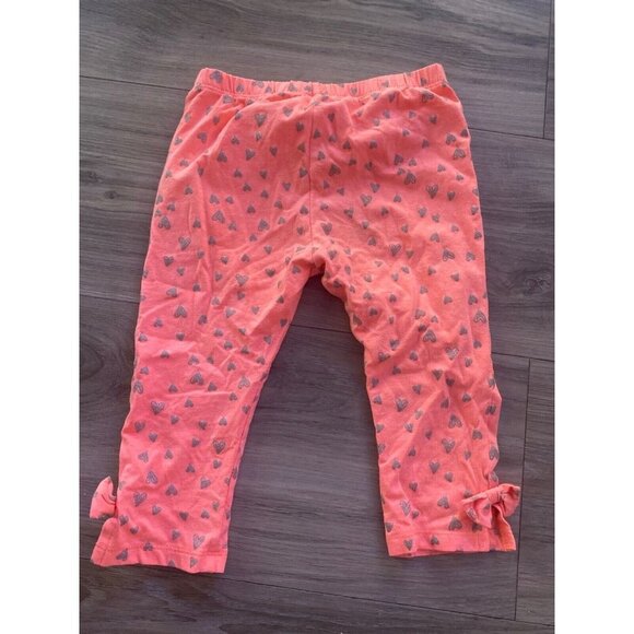 Lightning Bug Girls Size 5 Capri Leggings Orange Color with glitter hearts - Picture 9 of 11